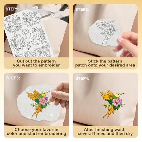 23Pcs Floral Hummingbird Water Soluble Hand Sewing Stabilizers - style: Hummingbird