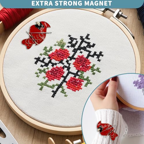 Magnetic Needle Minder Magnet Embroidery Accessories and Supplies Embroidery Needle Holder Cross Stitch Holder Needlework Supplies (Cardinal) (Brid) - size: brid