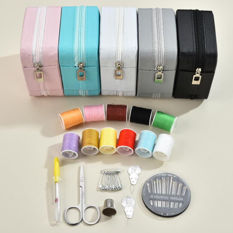 56-Piece Portable Travel Sewing Kit - Compact Emergency Sewing Kit Box with Zipper Fix Tools - Small Sewing Supplies and Accessories for Home Use & Quick Stitch Solutions - color: Black