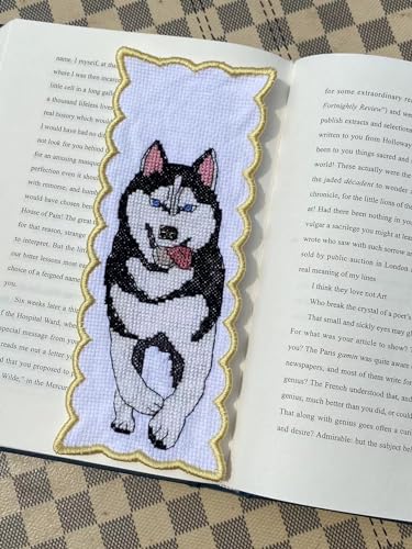 6 pcs Dog Bookmark Cross Stitch Kits,Small Easy, Bookmarks Cross Stitch,14 Count Counted Cross Stitch Kits,Cotton Thread, Cotton Dog Bookmarks Counted Cross Stitch Kits