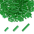 MECCANIXITY 2000pcs Glass Bugle Beads 4/6/9mm Long Tube Cylinder Beads - color: Dark Green