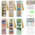 KYOQFVN Bookshelf Cross Stitch Bookmarks for Adults Beginners - 14CT Crossstitch Bookmark Kit - Counted Cross Stitch Bookmarks with Instruction for Book Lovers Reader Writers 6×20cm - color: SQSZX-001