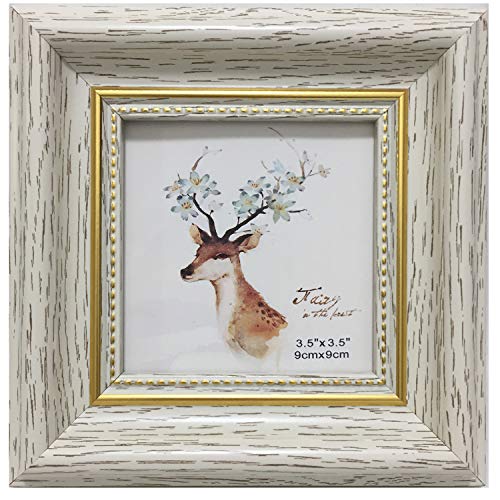 Picture Frame 3.5x3.5 White (Cream Color) Square Photo Frame The front opening size 2.9x2.9.Plastic Panel (not Glass), Plastic Packaging (not Carton Packaging). Desktop Display Mount on the wall. - color: White, size: 3.5x3.5