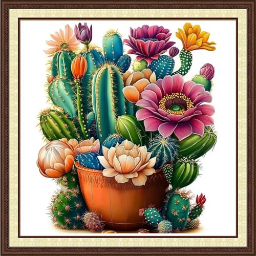 Findvoor Counted Cross Stitch Kits for Adults Full Range of Cross Stitching Embroidery Unprinted Pattern for Beginners, 11CT Needlepoint Kit Patterns Embroidery Kits-Succulent Plants Flower 18x18inch - color: ColorCraft02