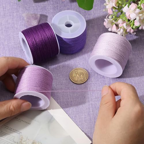 FREEBLOSS Sashiko Thread Sashiko Skein 110 Yards x 4 Colors Purple Cotton Embroidery Sewing Thread Japanese Quilting & Embroidery Sewing Kit Supplies