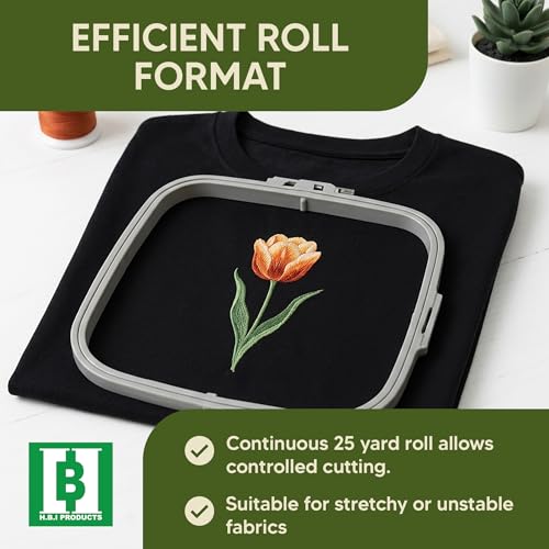 HBI Black Cut Away Embroidery Stabilizer Roll, 2.5 oz, 15 in x 25 yd - size: 15" x 25 Yd