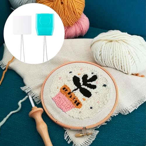 Pndeyo 8pcs Long Punch Needle Threaders, Punch Needle Threading Tool, Stitching Needle Threader Sewing Accessories with Plastic Handle or Sticky Paper Handle for Embroidery Cross Stitch DIY Crafts - color: 7.1" Long-Blue