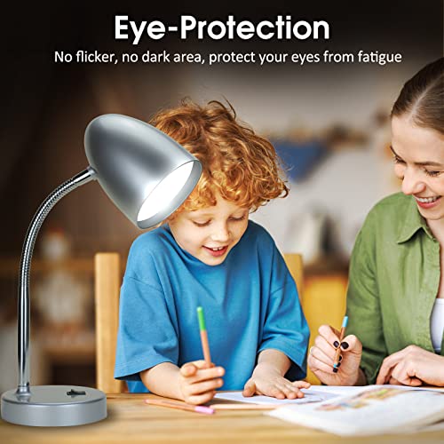 E ENERGETIC LIGHTING LED Desk Lamp, 3.5W 240LM 4000K Cool White Study Lamps for Bedroom and Office, Eye Protection, ETL Listed Silver Table lamp - color: Desk Lamp-Silver