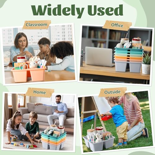 6 Pack Plastic Classroom Organizer Caddy with Handle, Morandi - color: Morandi