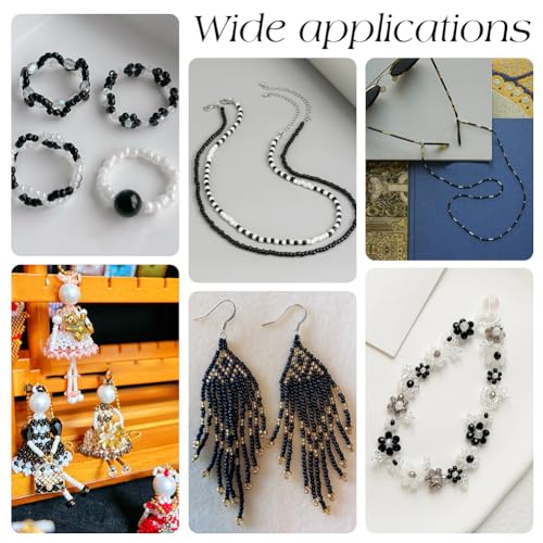 PH PandaHall Black Seed Beads, 6000 Pcs 11/0 Glass Seed Beads 2mm Round Waist Bead Mini Spacer Bead for Earrings Bracelet Necklaces Eyeglass Chain Jewelry DIY Crafts Making - color: Black-6000 Pcs