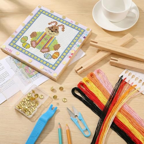 2 Sets Needlepoint Stretcher Bars for Needlework with 40 Tacks, 2 Sizes 8 Pcs Wooden Canvas Stretcher Bars Needlepoint Frame Set Art Supplies for Needlework Embroidery, Embroidery Enthusiasts's Gifts - size: 15cm/20cm*4