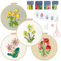 4 Sets Ribbon Flower Embroidery Kit for Beginners, Adults Cross Stitch Kits - color: Ribbon Flower