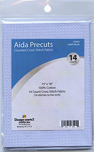 Design Works Crafts 14 Counted Cross Stitch-Light Pre-Cut Aida Fabric, Blue,Gold,3505