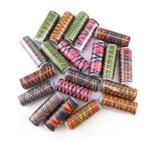 yueton 20 Spools 120 Yard Per Unit Gradient Color Rainbow Polyester Sewing Thread