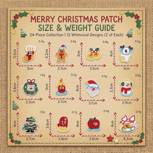 24PCS Christmas Embroidered Patches, Self Adhesive Holiday Appliques - color: Christmas Themed