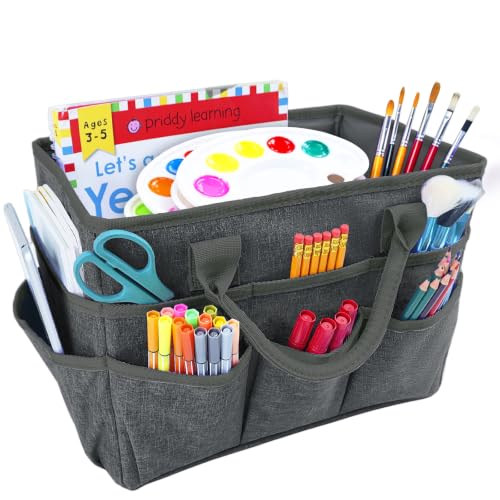 Art Supply Storage Bag,Craft Organizer Tote Bag for Craft Supplies - color: Gray
