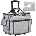 CAB55 Rolling Sewing Machine Case, Detachable Rolling Sewing Machine Carrying Case on Wheels, Trolley Tote Bag with Removable Bottom Wooden Board for Most Standard Sewing Machine and Accessories - color: Grey