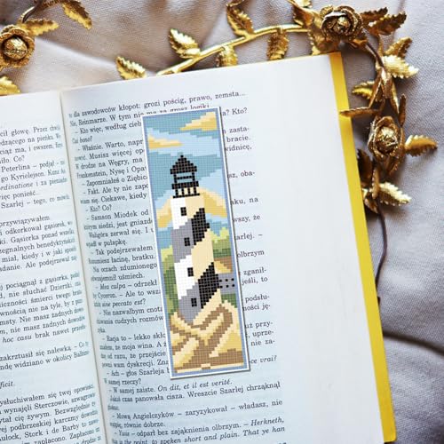 FREEBLOSS 6 Set Cross Stitch Bookmark Kit 11CT Lighthouse Scenery Pattern - style: LightHouse