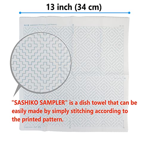 DARUMA Hitomezashi Sashiko Kit – Premium Japanese Made Needle and Thread Kit with Sashiko Fukin, Thread, Needles, Thimble – Ready to Use Set (Persimmon Flower Pattern) - color: Persimmon Flower Pattern