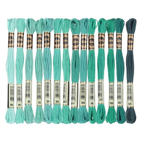 PATIKIL 14 Skeins Embroidery Floss Polyester Multicolored Green - color: Multicolored Green