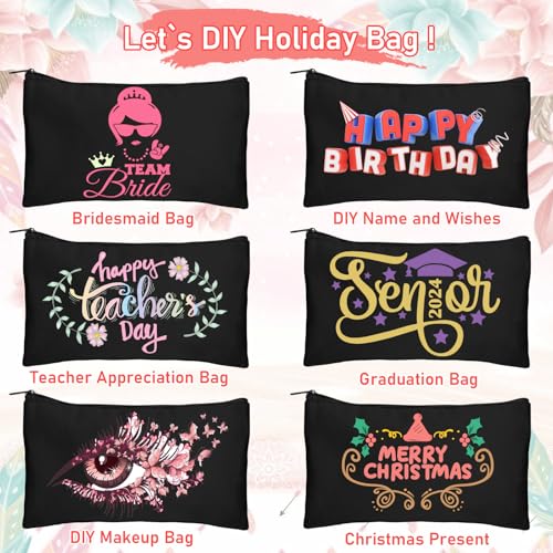 Legigo Blank Canvas Bags Zipper Pouch Makeup Bags Pencil Pouch Bulk - color: Black