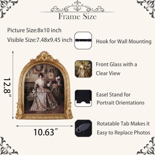 Vintage Picture Frames 8x10 Ornate Bronze Antique Picture Frames for Wall and Tabletop Vintage Photo Frame Victorian Home Decor Gallery Wall Decor in Arch Shape - color: Bronze, size: 8x10