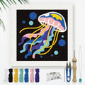 DOODLREAM Color Jellyfish Needle Kit for Beginner, 9.4"x 9.4" Marine Life Punch Stitching Craft Set, Color DIY Embroidery Starter with Printed Frame, Instruction, Threader, Yarn, Pinch Needle - color: Jellyfish