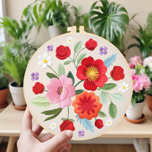 ORIGACH 4 Pack Floral Embroidery Kits for Beginners - style: Floral