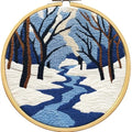 DIY Punch Needle Kits Winter Snow River Trees with Hoop 20x20cm-2 - color: 10-River Tree