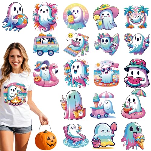 20 Pcs Summer Halloween Iron on Transfers - style: Ghost