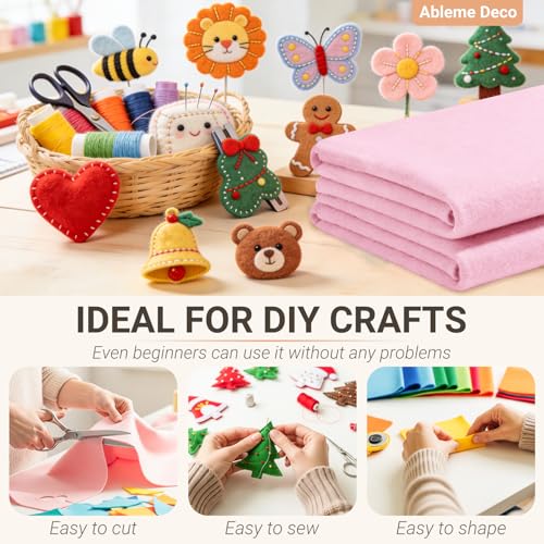 Light Pink Felt Fabric Sheets 18" x 18" (2 Pack) 1.6mm Soft Craft Felt - color: Light Pink