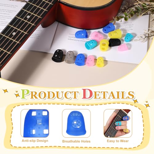PATIKIL Rubber Finger Tips, 5 Sizes 20 Pcs Guitar Fingertip Protector Silicone Thimbles Knitting Accessories for Hand Sewing Paper Sorting Money Counting Guitar Playing, Dark Blue - color: Dark Blue