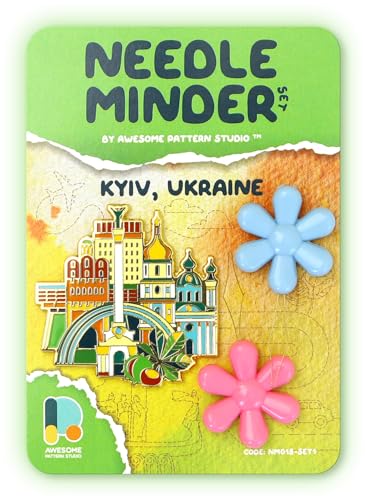 Awesome Pattern Studio Kyiv Magnetic Needle Minder + 2 Needle Threaders. Enamel Pin for Cross Stitch, Embroidery and Craft - size: Kyiv Set #1