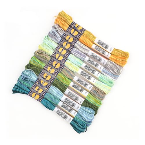 12 Skeins Variegated Mercerized Egyptian Cotton Gradient Color for Embroidery Floss Cross Stitch Threads Friendship Bracelets Floss Craft Flossd (12 Colors Set A) - color: 12 colors set A