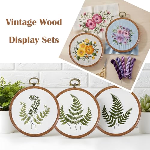 Oqqlin 15 Pcs Small Embroidery Hoop, 3.6 Inch Imitation Wood Embroidery Frame Round Rubber Cross Stitch Hoop Mini Decorative Hoops Ring for Displaying, Sewing, DIY Craft, Hanging Ornaments - size: 3 Inch