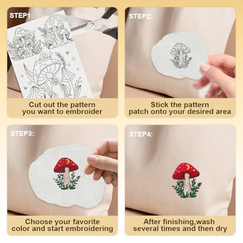 15Pcs Mushroom Plant Water Soluble Hand Sewing Stabilizers - style: Mushroom