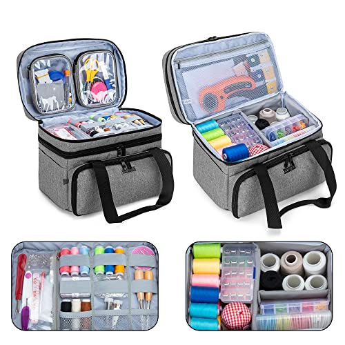 BAFASO Double Layer Sewing Accessories Organizer, Gray - color: Gray