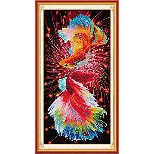 ITSTITCH Stamped Cross Stitch Kits for Beginners Full Range of Cross Stitching Preprinted Pattern for Kids or Adults, 11CT DIY Embroidery Needlepoint Starter Kits-Phantom Red Dragon ，15.4×28 inch - color: Phantom Red Dragon ，15.4×28 inch