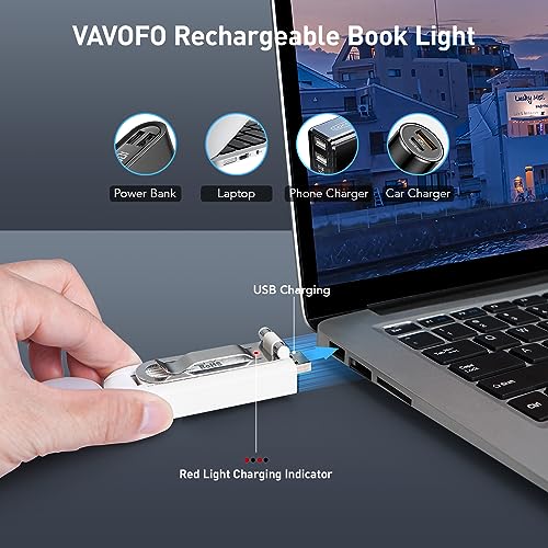 VAVOFO USB Rechargeable Book Light, Bookmark Clip on LED Reading Light - color: White
