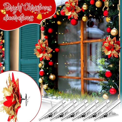 Zeyune 100 Pcs Metal Clips Christmas Ornament 1.18 Inch Alligator Clamps