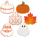 Large Autumn Halloween Clay Cutters for Polymer Clay – Pumpkin Ghost & Maple Leaf Trinket Dish Clay Cutter Set with Embossed Details | Autumn Magic - color: AUTUMN MAGIC