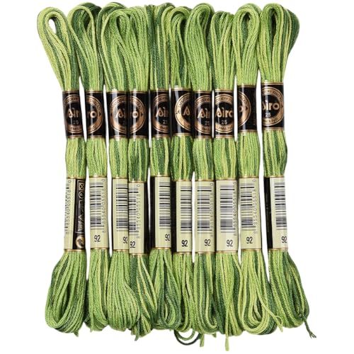 10 Skeins 87.5 Yards 6 Ply Green Embroidery Thread Floss for DIY - color: Green
