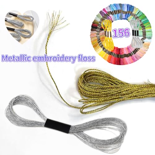 156 Embroidery Floss | Rainbow Thread for Embroidery, Cross Stitch Thread, Crafting Arts Embroidery Strings Bulk, Metallic Embroidery Floss