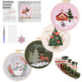 Huacan Embroidery Kits for Adults Beginner 4 Pcs Stamped Christmas Tree Pattern Stitching DIY Sewing Kit 7.9 x 7.9 Inch - color: Christmas Tree 2