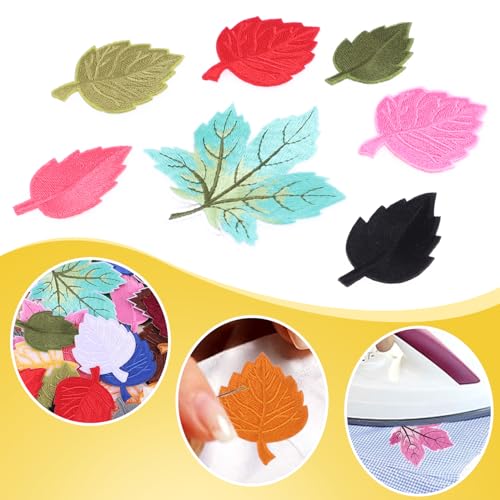 40Pcs Embroidered Iron On Patches, Sew on Applique Leaves Style Repair Patch for Clothes, Dress, Hat, Jeans, DIY Accessories - color: 40PCS Leaves Set