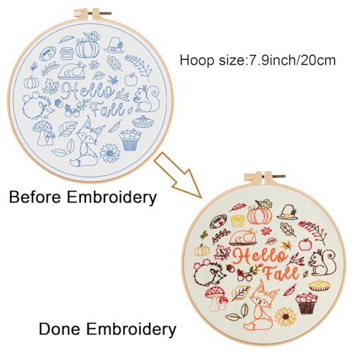 Louise Maelys Hello Fall Embroidery Kit Autumn DIY Craft Set - color: hello fall