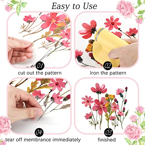 Kisston 24 Sheets Wildflower Iron on Patches for Clothing