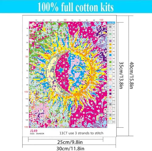 WUSARPLY Sun and Moon Stamped Cross Stitch Kits for Beginners Adults - color: J149