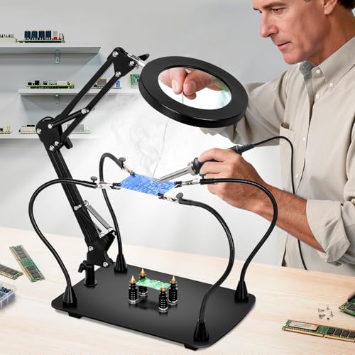 Helping Hands Soldering Station, 10X Magnifying Glass with Light