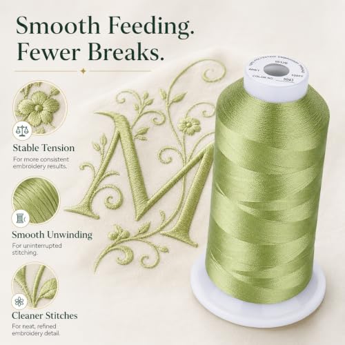 Simthread 5000M 40WT Polyester Embroidery Thread, Lemon Lime S043 - color: LemonLimeS043